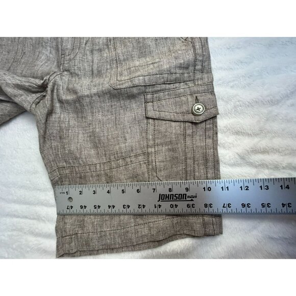 Cabi Women's Linen Mid Rise Waist Outdoor Casual Cargo Shorts Brown 10 - Picture 10 of 10